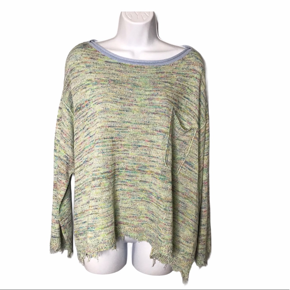 Free People | NWT Aqua Combo Boho Pullover Sweater - Picture 3 of 15